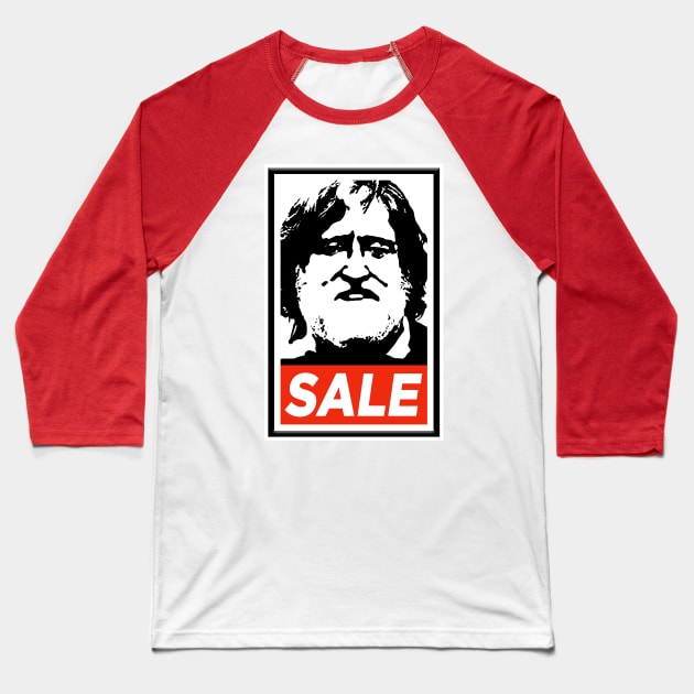 Gabe Newell Steam Sale Buy Poster Design Obey Baseball T-Shirt by Kaamalauppias